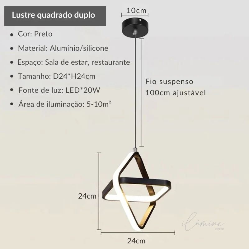 Luminária Pendente de Teto Intersecção de Led - Ilúmine Decor