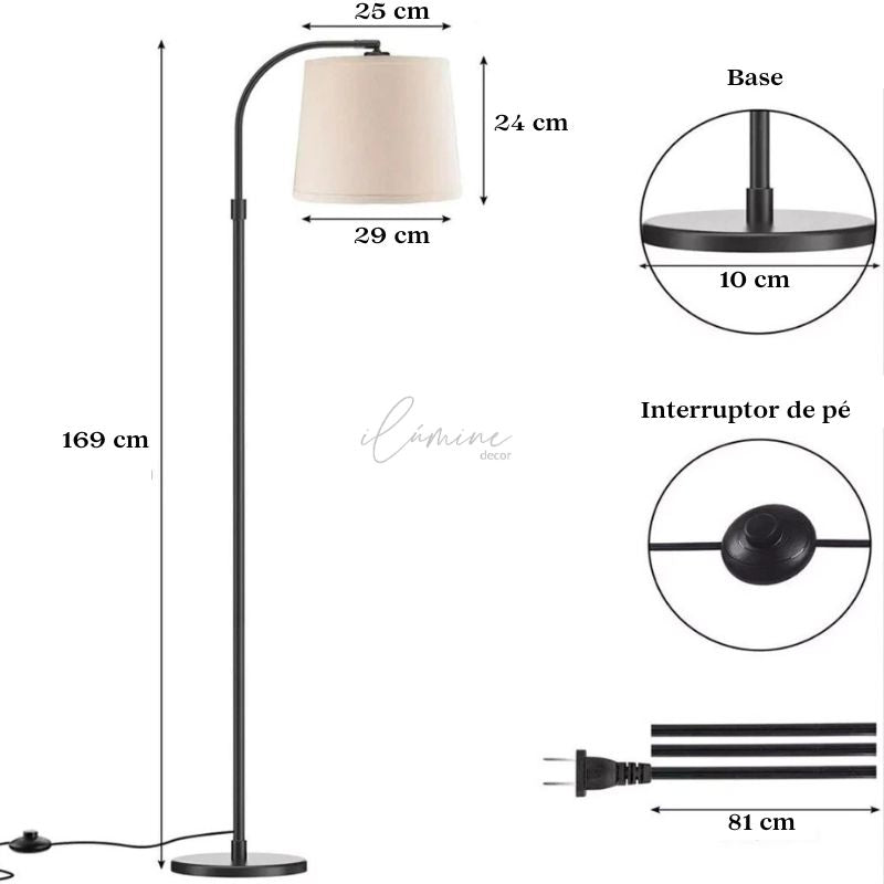 Luminária de Chão  Dimerizável com 3 Níveis de Iluminação - Ilúmine Decor