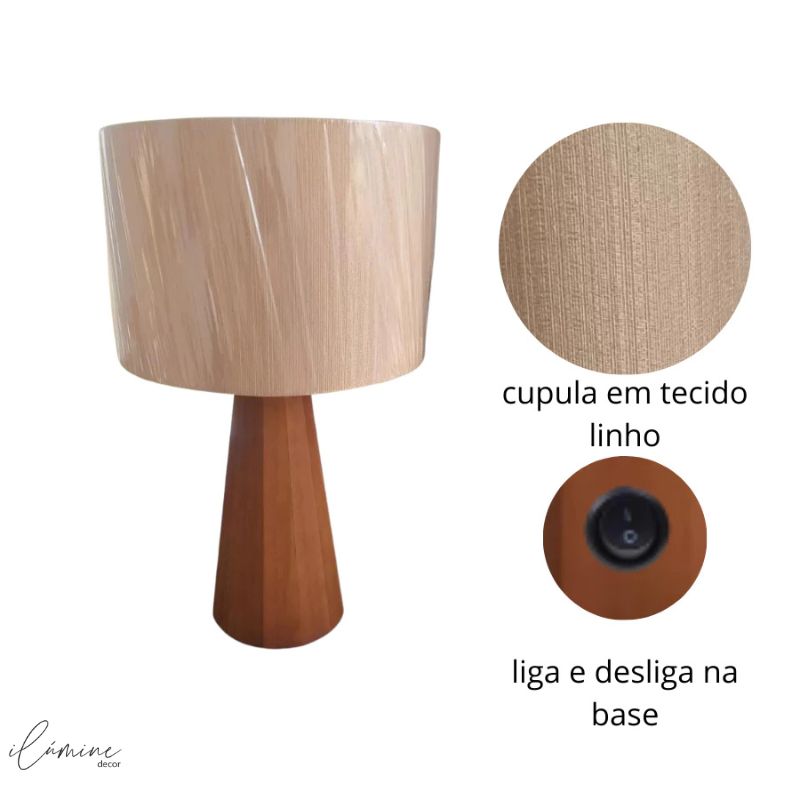 Abajur de Mesa Wodeen Contemporânea - Ilúmine Decor