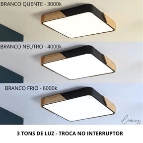 Luminária de Teto Led Quadrada 40cm - Ilúmine Decor