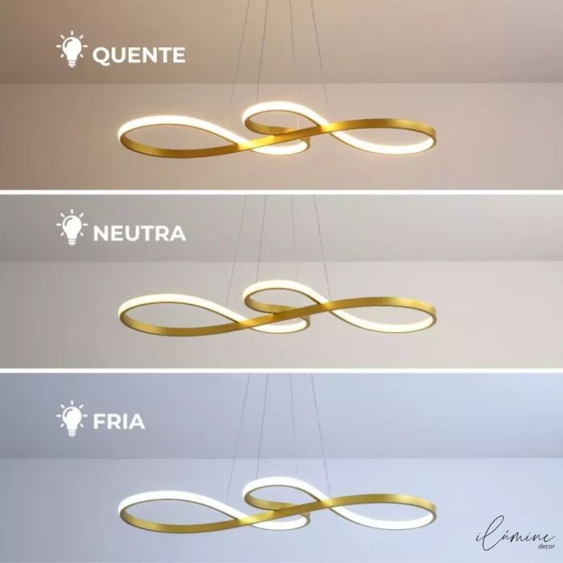 Lustre LED Pendente Infinito Luxo 45W - Ilúmine Decor