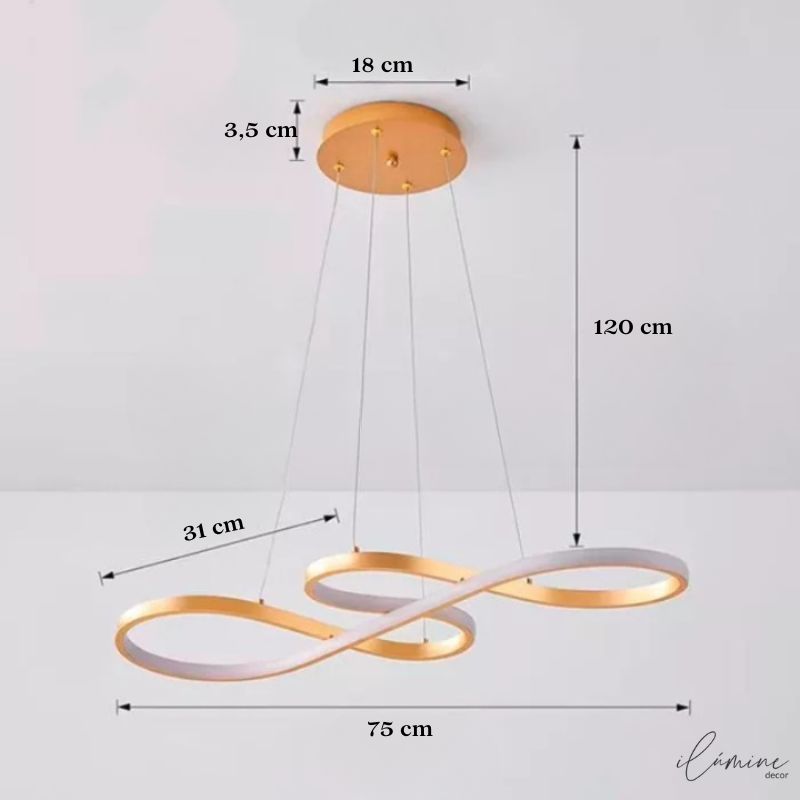 Lustre LED Pendente Infinito Luxo 45W - Ilúmine Decor