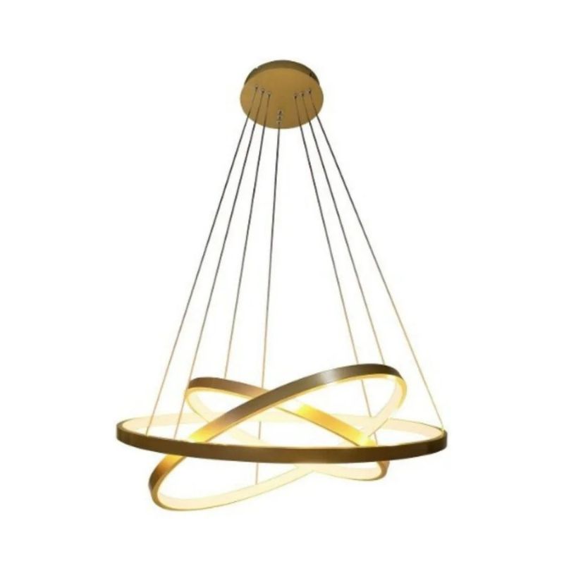 Lustre Pendente Dourado 3 Anéis - Ilúmine Decor