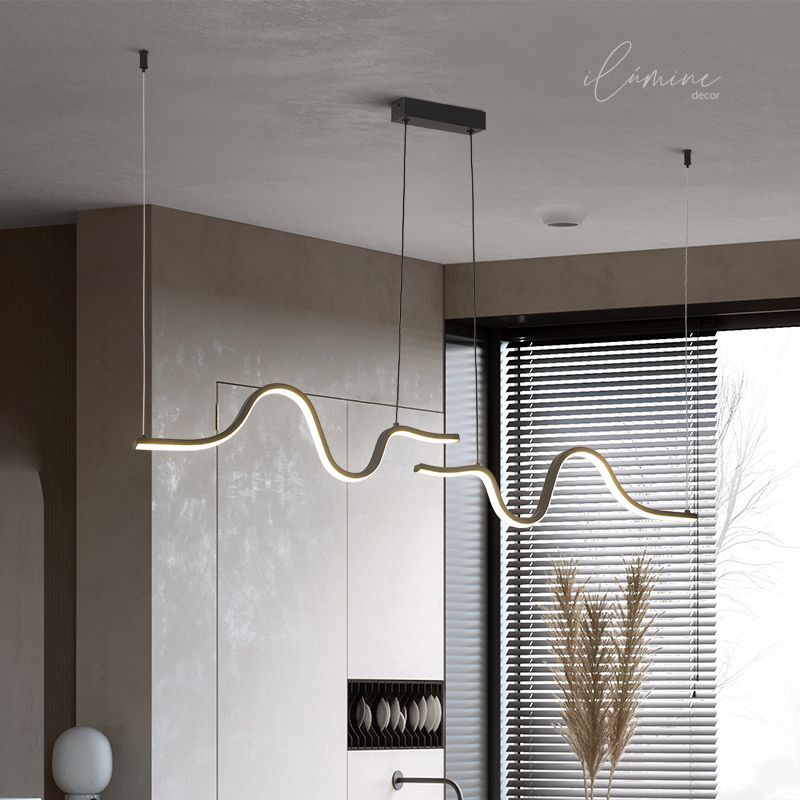 Lustre Pendente Minimalista de Ondas -  Ilúmine Decor