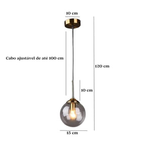 Luminária de Teto Pendente Nórdico Metal e Vidro - Ilúmine Decor